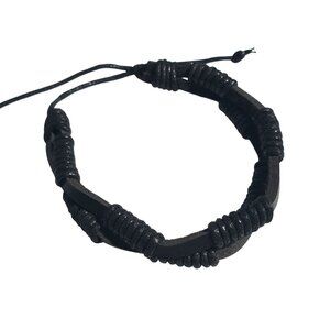 Black Adjustable Braided Leather Cord Bracelet Mens Womens Unisex  Jewelry Handc
